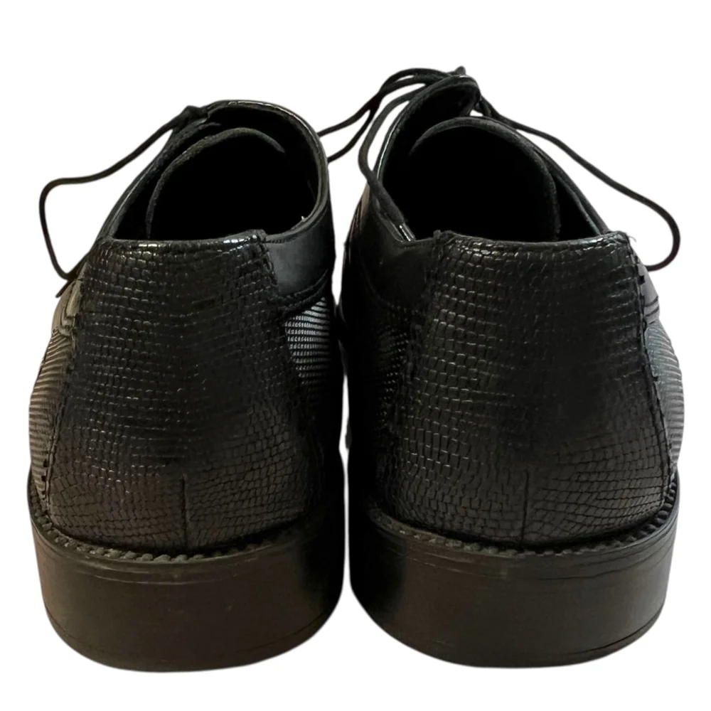 Lloyd Germany Men’s Black Leather Lace-Up Dress Shoes Size 9.5 F Textured Panels